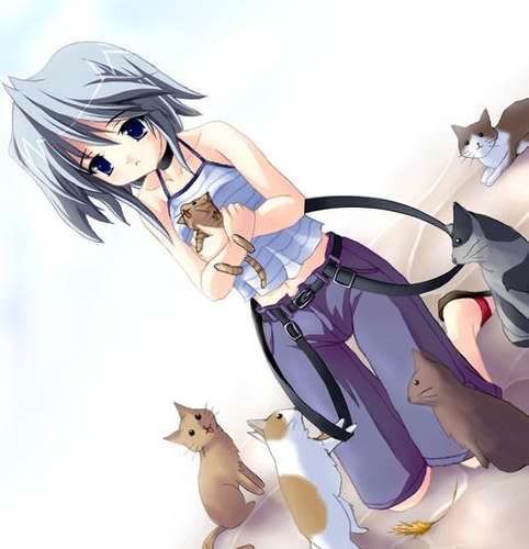 a girl and kits ^_^