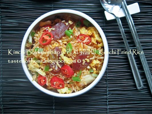 Kimchi Fried Rice with Chinese Sausage