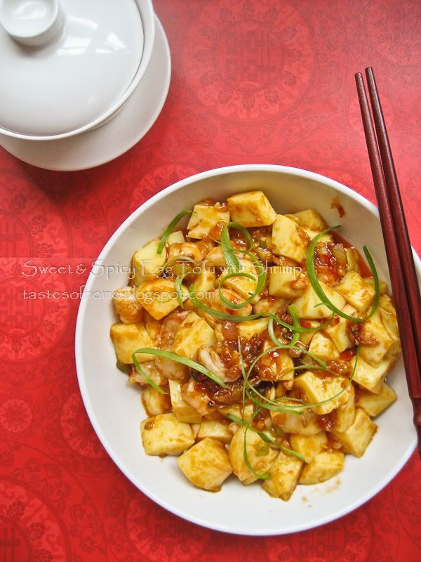 Sweet and Spicy Egg Tofu with Shrimp Recipe