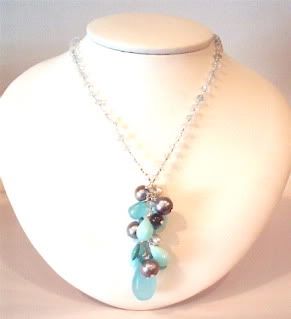 Peruvian opal, pearl, chalcedony mingling necklace
