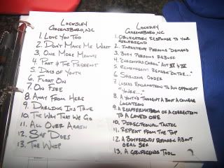 Locksley Set List
