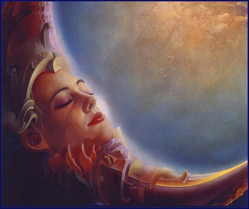 crescent moon woman Pictures, Images and Photos