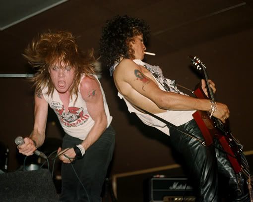 Axl Rose and Slash perform as Hollywood Rose at Madam Wong's East in 
