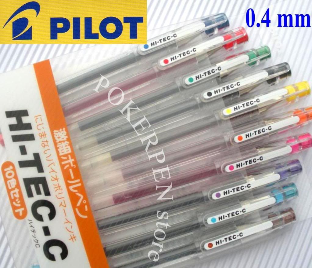 click here ; 10colours Pilot HI TEC C 0.4mm roller ball GEL pen 