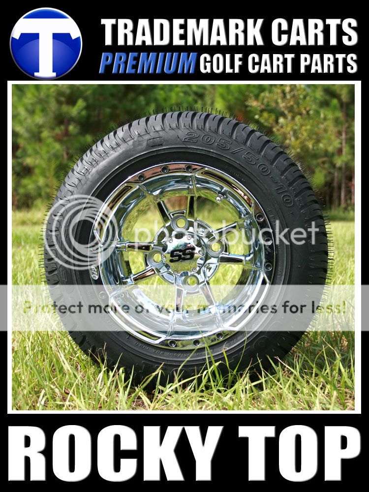 10x7 Chrome SS112 ITP Golf Cart Wheels and Low Profile Tires